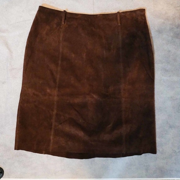 Garson Suede Womens Skirt 16 Knee Length Seems Fallcore Minimalist Casual Luxury - Picture 2 of 15